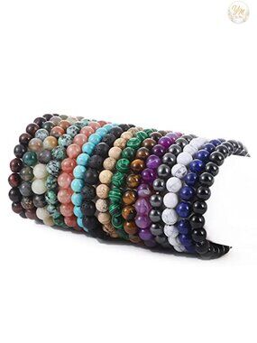 15 PCS 8mm Semi-Precious Gemstone Stretch Bracelet Set Unisex